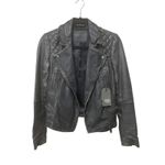 ALLSAINTS Vintage Cargo Leather Biker Jacket‎ Size 0 Gray Photo 7