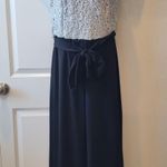 Premier Amour Women High Neck Short Sleeve Jumpsuit with Grey Lace Bodice Sz12 Black Size 12 Photo 0