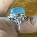 Natural Aquamarine Sterling Silver Cocktail Ring Size 6.75 Photo 2