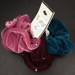 3 Velvet Scrunchies w Pearls pink, burg, teal Photo 0