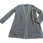 Eileen Fisher  Silk Linen Blend Open Front Cardigan Sweater Grey Long Size SP Photo 0