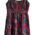 Halogen  Silk Blend Babydoll Dress with Pockets in Colorful‎ Abstract Print, Sz 2 Photo 0