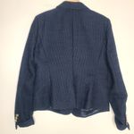 Ann Taylor Navy Two Button Blazer Gold Button Classic Workwear Preppy Textured 8 Photo 2