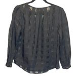 Gracia Semi-Sheer Black Windowpane Print Blouse - size Small Photo 5