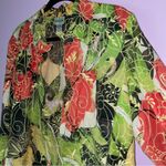 Chico's  Size L Linen Jacket Embroidered Floral Multicolor Cardigan Photo 1