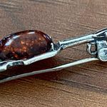 Sterling Silver Vintage  Amber Miniature Violin Pin Brooch Photo 7