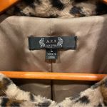 Ultimate soft furry faux leopard wide collar silky lined jacket pockets Tan Size L Photo 4