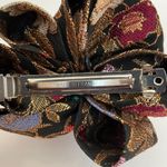 Stunning Vintage Brocade Fabric Hair Bow Barrette/Clip Black Photo 4