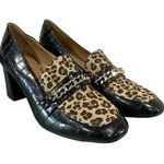 Crown & Ivy Scarlett Pump Block Heel Black Leopard Print Size 9 Photo 0