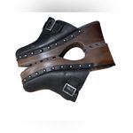 Lucky Brand platform retro belvy studded Black Leather Clogs slip on buckle Sz 9 Photo 7