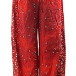 Free People Women's Red Paisley High Waisted Palazzo Wide Leg Trousers Pants XS Photo 0
