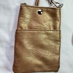 Shimmery Bronze Mini Crossbody Bag with 3D Yellow Orange & Tan Flower Photo 3