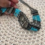 bohemian western beaded turquouse statement rhinestone necklace Photo 3