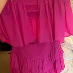 Neon Pink Strapless Ruffle Romper Dress Size XS Photo 4