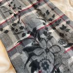 Croft & Barrow Gray and Black Plaid Scarf with Rose Print Short 52 x 11.5 Photo 6