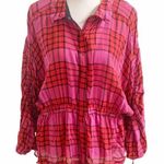 Free People Pacific Dawn Plaid Peplum Size XS Photo 1