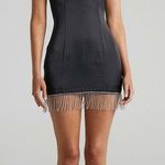 Showpo mimi diamanté dress in black satin size 4‎ Photo 0