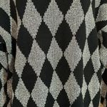 Silvercord Vintage 1990s Black Silver Diamond Pattern Turtleneck Sweater Large Photo 6