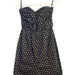 H&M  Womens Dress Size 8 Black Tan Gold Polka Dot Pleated Bust Strapless Mini Photo 6