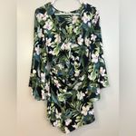 Show Me Your Mumu  Floral Bell Sleeve Wrap Front Tropical Romper Size Small Photo 1