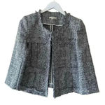 Le lis Tweet Gray White Fringe Open Front Women’s Career Office Blazer S #2004 Photo 0