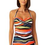 Anne cole NEW Sandy Waves Striped Tankini Swim Top size 16W Photo 0