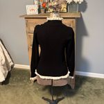 CAbi Adorn #4103 Black and Cream ruffle ribbed cotton pullover sweater Photo 6