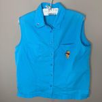 Disney Vintage Winnie the Pooh Shirt Button Down Top Womens Medium Large Blue Photo 0