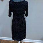 Anthropologie Meadow Rue Navy Velvet Geo Burnout Sweetheart Neckline Dress S Blue Photo 5