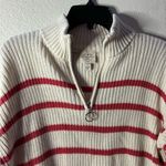 st. john's bay  Ivory and Red Stripes Crew Neck Long Sleeve Sweater S Photo 4