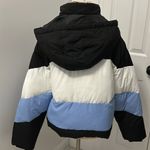 Topshop Colorblock Puffer Jacket Blue Black White Photo 3