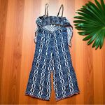 Flying Tomato  Blue & White Geometric Jumpsuit - Size Large Photo 2