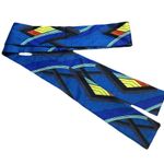 Vintage Abstract Skinny Scarf 3” X 80” Blue Black Yellow Red Photo 0