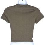 Urban Outfitters Out From Under Womens Olive Green Short Sleeve Ribbed Fitted‎ Crop Top XL NWT Photo 3