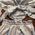 SheIn White and Blue Floral 3/4 sleeve Dress Size S Peek a Boo Waist Photo 4