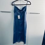 We Wore What  Size 2 Silky Blue Cowl Midi Dress Party Club Bridesmaid Wedding Photo 14