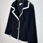 Michael Kors Double Crepe Black Blazer Jacket with White Trim Size 8 Photo 3