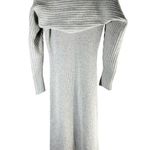 LVIR Merino Wool Cashmere Ribbed Midi Sweater Dress Size Medium Gray Photo 2