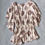 Charlotte Russe  Top Womens Size L Y2K Medallion‎ Print Babydoll Blouse V Neck Photo 2