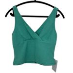 Lulus Ribbed V Neck Cropped Tank Top Teal Green Size Medium NWT Photo 1