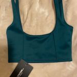 Pretty Little Thing Forest Green Square Neck Zip Back Crop Top Tank NWT Photo 2