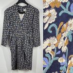 Karin Stevens Floral Dress Rayon Lace Trim Pockets Petite 14 Career Party Boho Photo 1