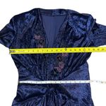 Vintage Velvet Maxi Dress 3/4 Sleeve Tie Front Floral Applique Dark Blue Size undefined Photo 10