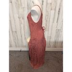 Spellbound NYC Boho Maxi Dress XL Brown Embroidered Button Front Rayon Pink Photo 2