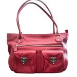 Cynthia Rowley red leather tote purse, suede lined, vintage Photo 1