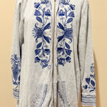 Johnny Was  Embroidered Hoodie Full Zip Stretch Jersey Sweatshirt Jacket Medium Photo 0