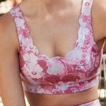 Anthropologie  Daily Practice Pink Scalloped Floral Print Athletic Sports Bra M Photo 1