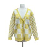 Vans  Checkerboard Oversized Cardigan in Yellow and White Size Small Photo 10