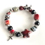 Star Bracelet Black Red Silver Butterfly Snake Boho Ceramic Stretchy Multiple Photo 0