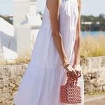 LAKE Poplin Ruffle Neck Dress in White Sleeveless Tiered Cotton Dress Sz M Size M Photo 0